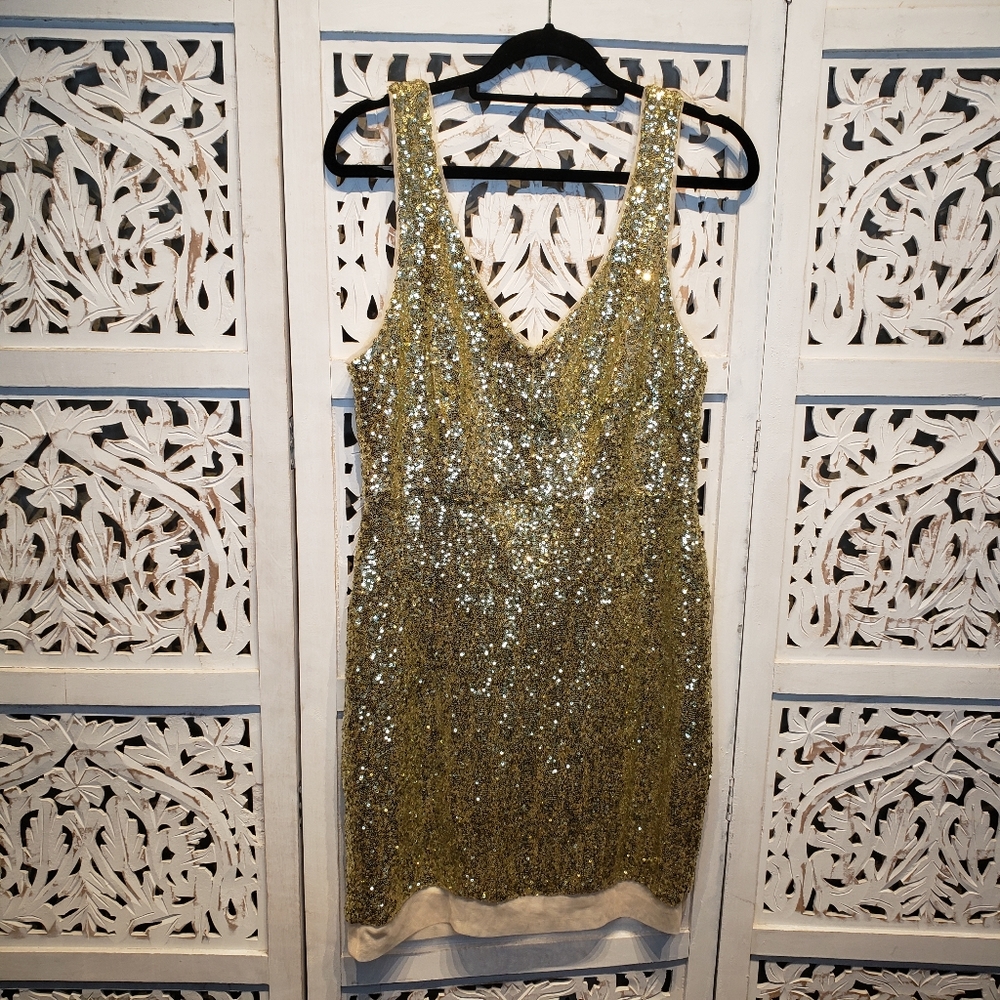 B. Smart Gold Mini Sequin Dress